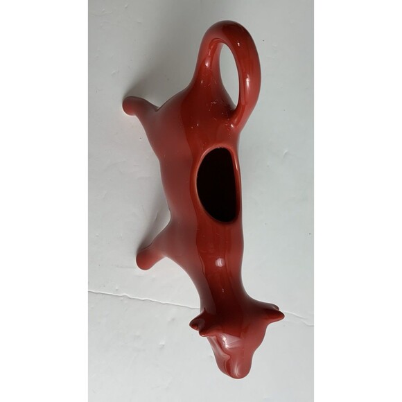 Pioneer Woman Cow Creamer Cream Pitcher Red Stoneware 7" long Curled Tail - Picture 6 of 8